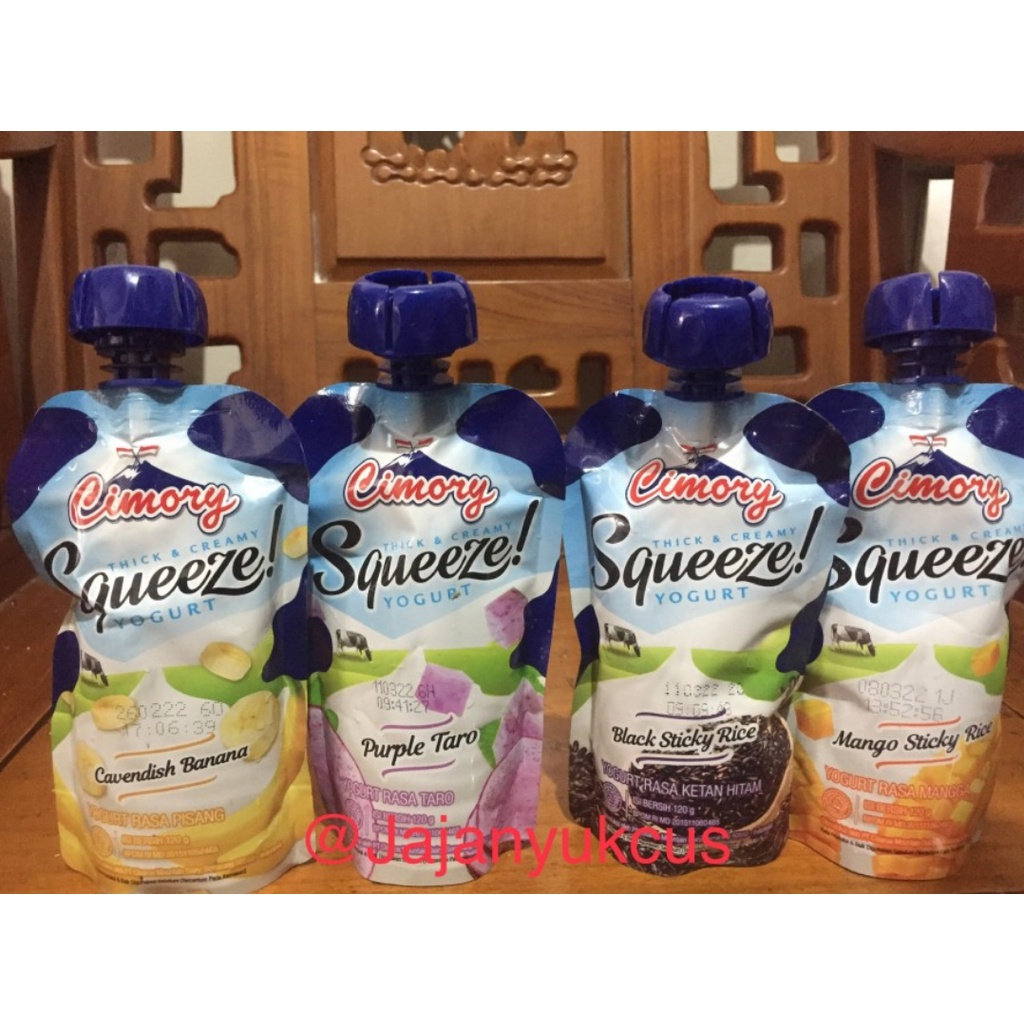 

CIMORY SQUEEZE YOGURT MANGO STICKY RICE PURPLE TARO BLACK STICKY RICE CAVENDISH BANANA 120gr