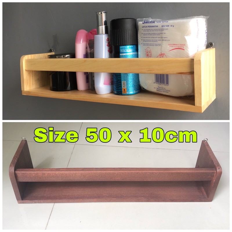 Rak Bumbu 50x10cm Rak tempat Make Up Rak Dinding Kayu Pinus