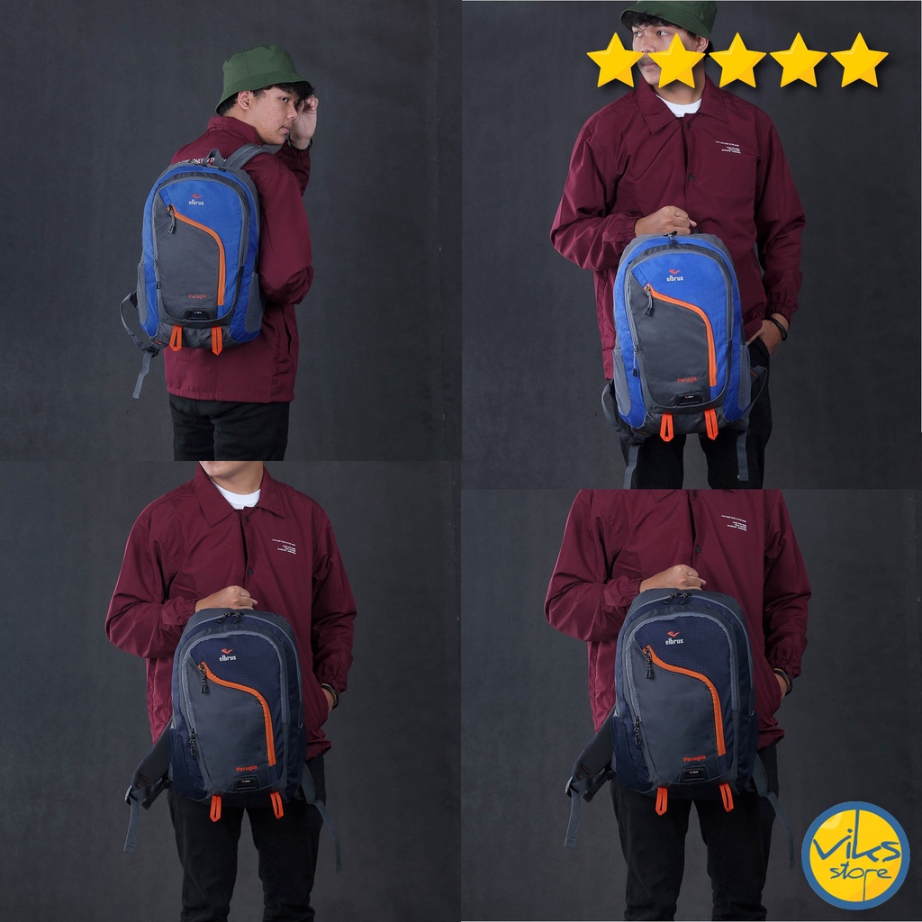 Tas Ransel Dengan Slot Laptop 14inch Kapasitas 30 Liter Backpack Elbrus Raincoat Tas Punggung Original