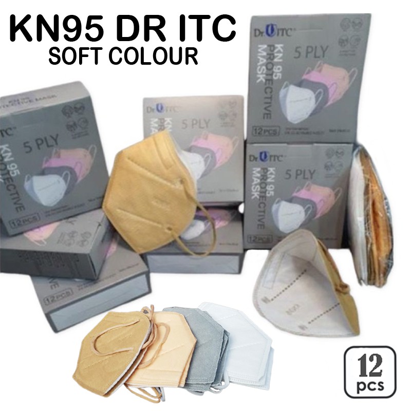 Murah Masker KN95 Dr ITC Masker 5 Ply 1 Pack Isi 12 Pcs Earloop Mask Soft Colour