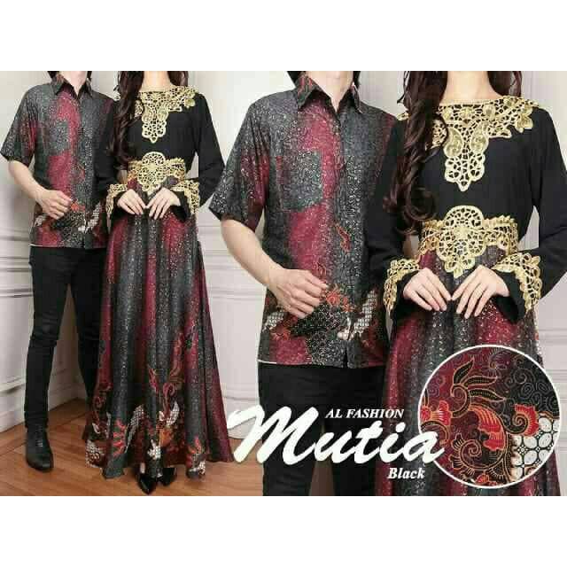 Couple batik sutra mutia black pakaian Batik murah baju Batik Couple murah baju pasangan murah