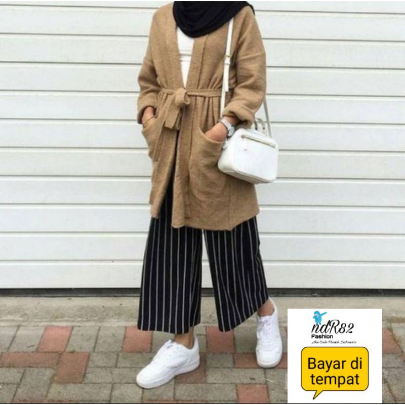 Celana Kulot Panjang motif salur ABG dewasa-3