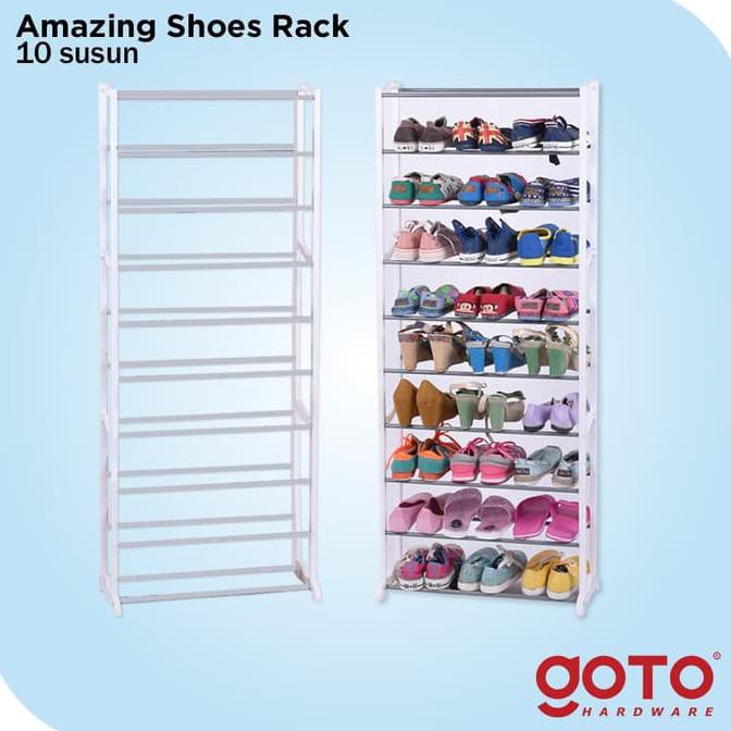 Amazing Portable Shoe Rack Rak Sepatu Lipat 10 Tingkat Susun Murah Hitam Bergaransi Shopee Indonesia