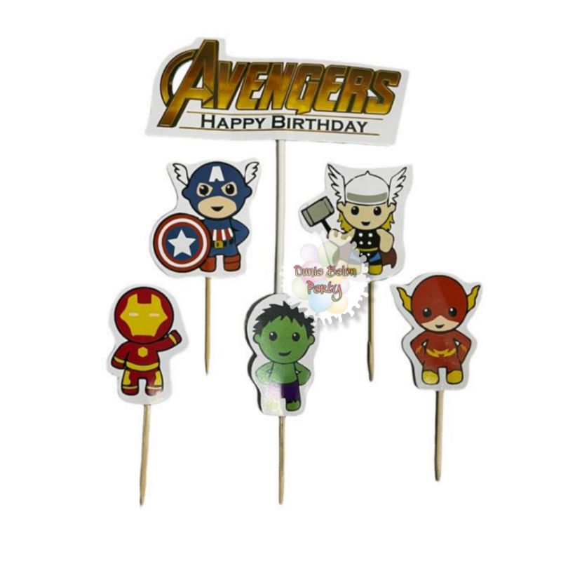 Cake Topper Happy Birthday / Cake Topper Avengers / Hiasan kue Avenger