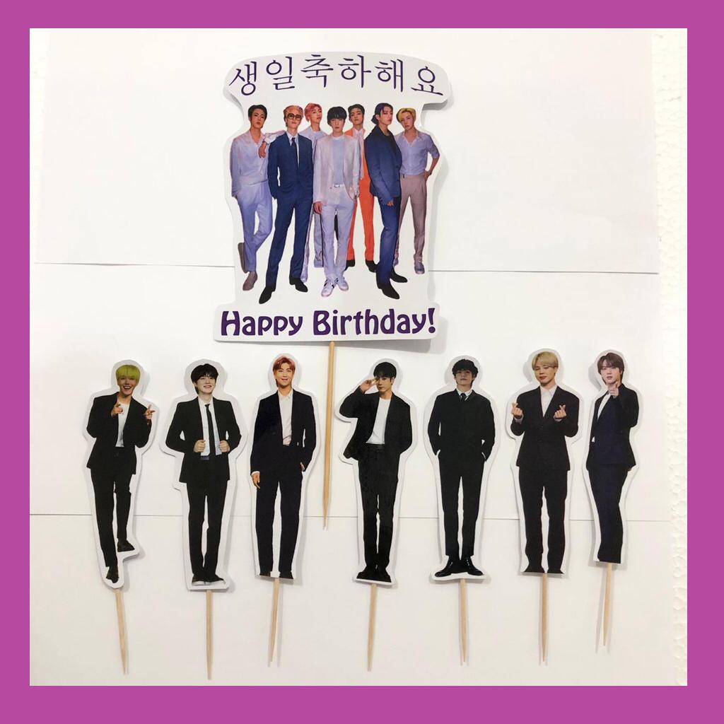 

Cake Topper Happy Birthday / Tusukan Kue BTS Kpop