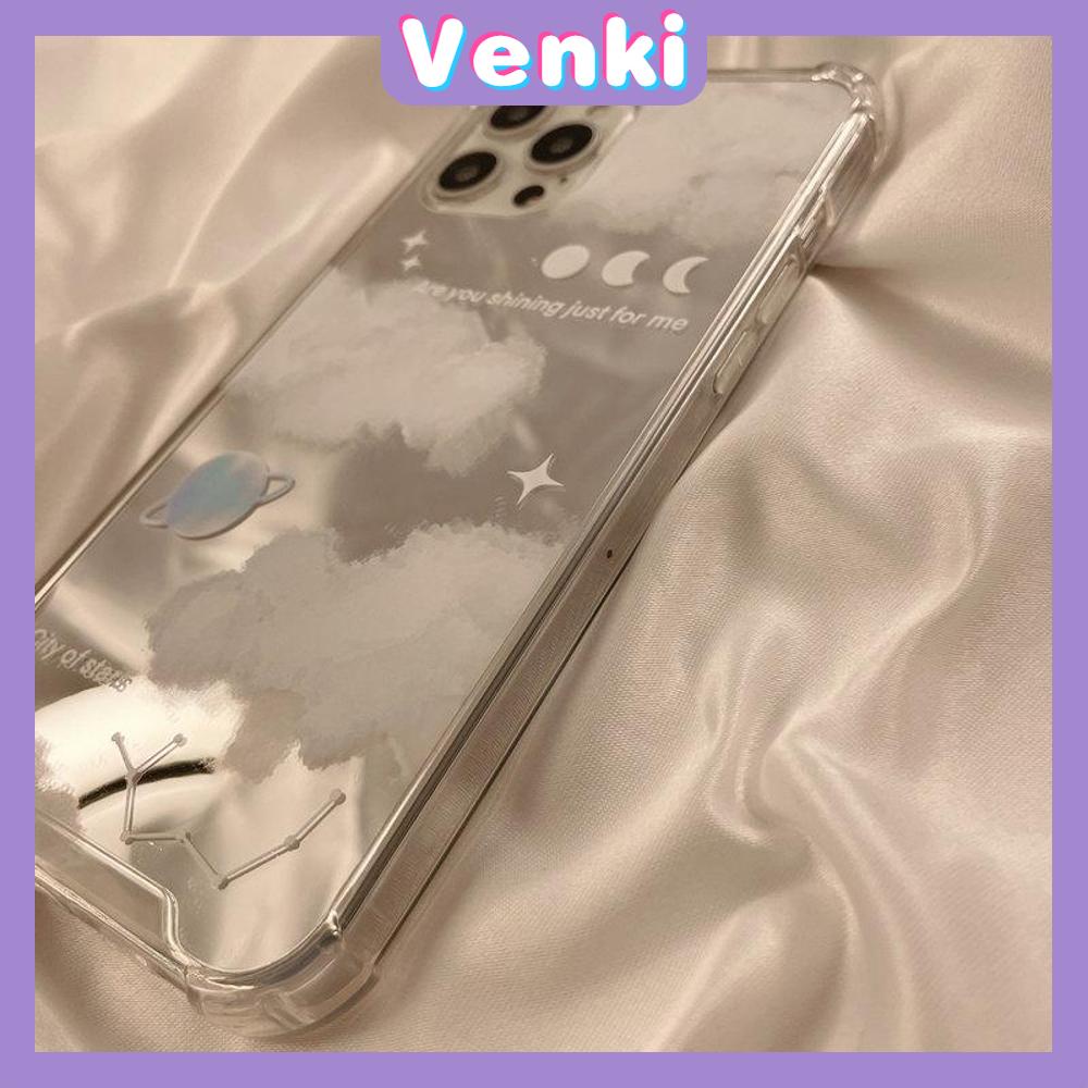 iPhone Case Acrylic Reflective Mirror Airbag Shockproof Protection Camera Stars Clouds Planet Compatible with iPhone 11 iPhone 13 Pro Max iPhone 12 Pro Max iPhone 7 Plus iPhone xr