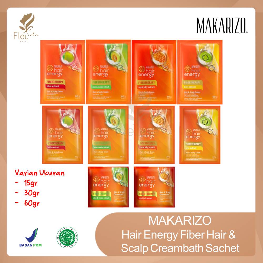 Makarizo Hair Energy Fiber Hair &amp; Scalp Creambath Sachet Original BPOM