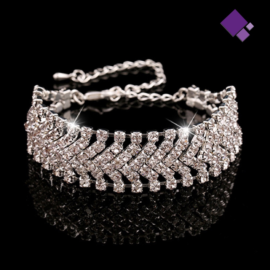 Gelang Multilayer Handmade Bahan Alloy Aksen Berlian Imitasi Untuk Pesta