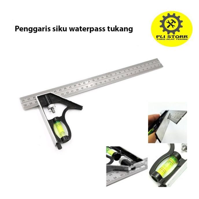 

Penggaris siku waterpass tukang serbaguna/combination square waterpass