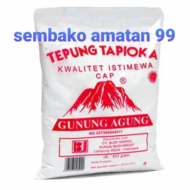 

Sagu Gunung Kemasan 500 Gr tepung Tapioka sagu Cap Gunung Agung