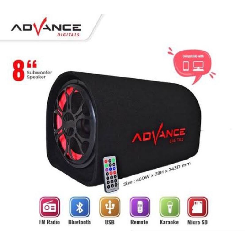 speaker aktif mobil murah merek advance bluetooth 8 inci bisa untuk karoke colok mic