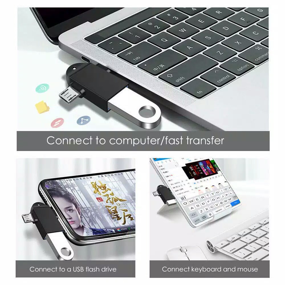 [TERLARIS] OTG Type C Adapter 2 In 1 Micro Usb C 3.0 Flash Disk Dan Mouse