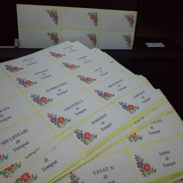 Label 103/nama undangan/label motif cetak