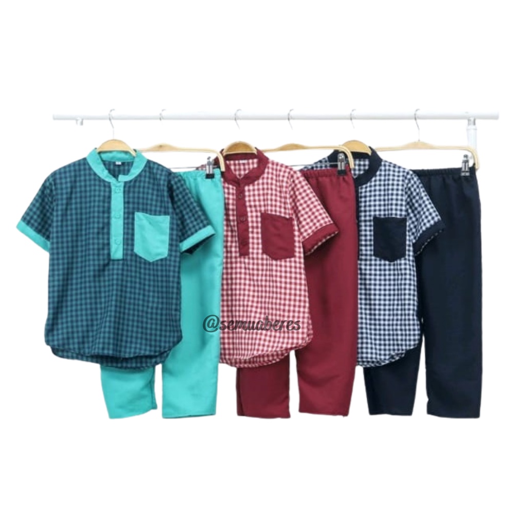 Setelan Baju Koko Anak KOTAK Celana Panjang Peci Set Sarkoci Kemeja Kurta Sarung Polos Kain Katun Laki Cowok Newborn Baby Bayi TK SD Sekolah Madrasah Pesantren Muslim Islam Warna Remaja Kokoh Umur Usia 0 1 2 3 4 5 6 7 8 9 Tahun 10 11 12 18 24 Bulan Salur