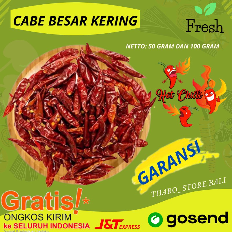 

Cabe Kering 50 gram Storeonlinetermurah denpasar bali Cabai merah kering Cabe Besar rempah super