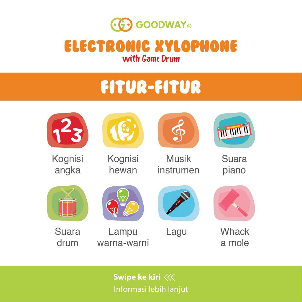 Goodway Electric Xylophone With Gamr Drum-Mainan Drum