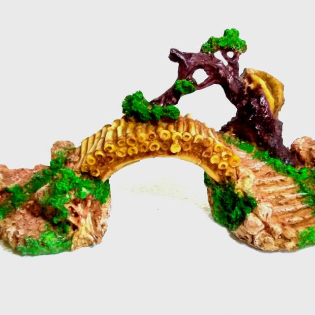 Hiasan aquarium jembatan bambu, dekorasi aquarium jembatan bambu, hiasan aquarium jembatan, dekorasi