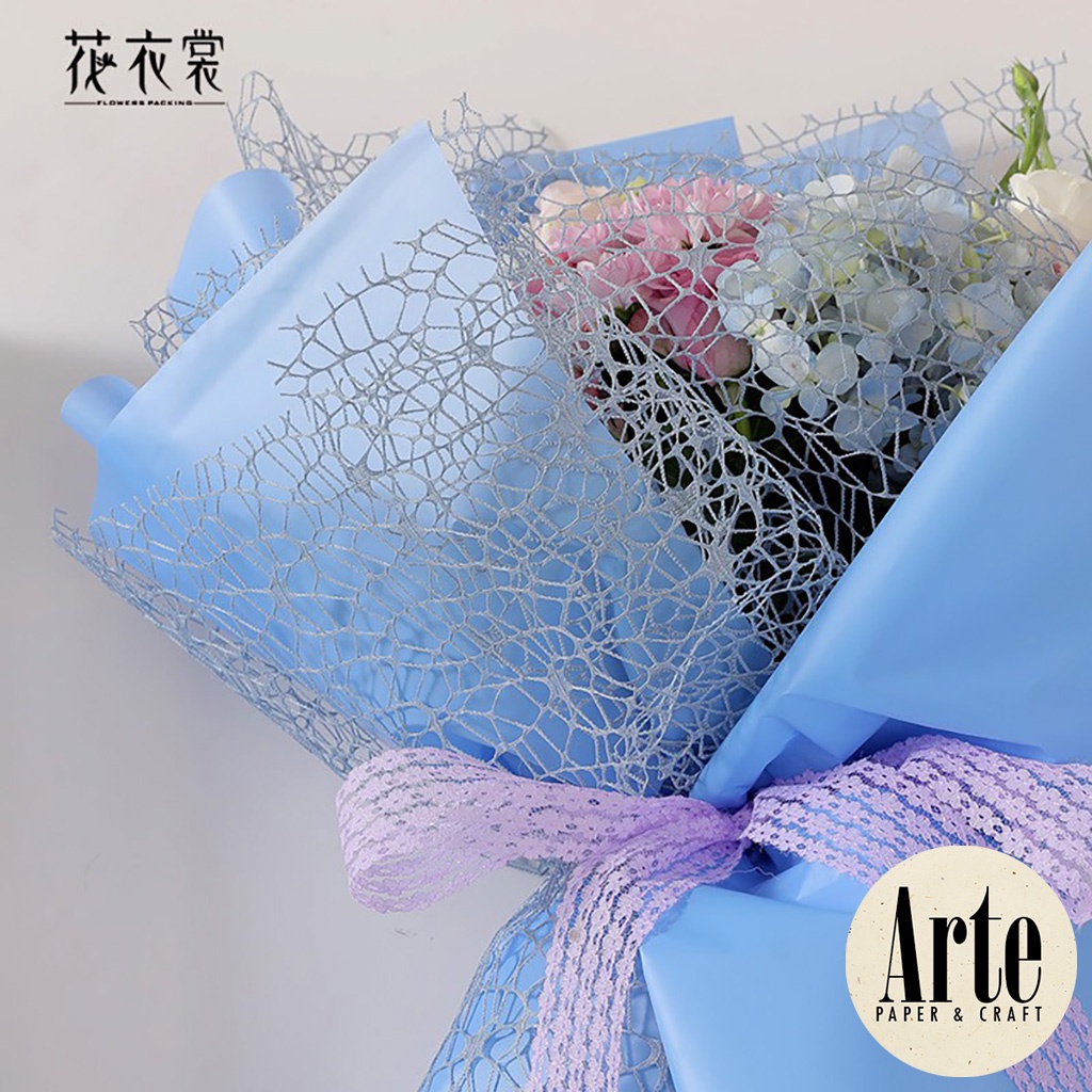 

iDk90 1 Roll Spider Mesh Kertas Buket Korea Pembungkus Bunga Flower Wrapping Paper Kado Roll Arte