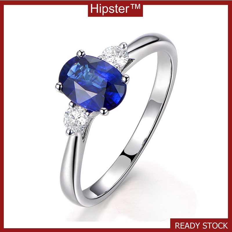 New Personalized European and American Retro Temperament Inlaid Blue Crystal Ring