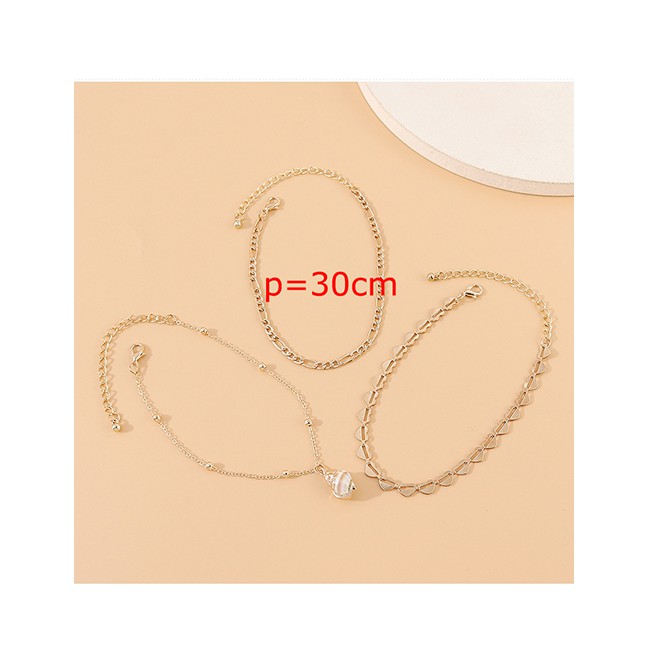 LRC Gelang Kaki Fashion Golden Shell Geometric Alloy Y64459