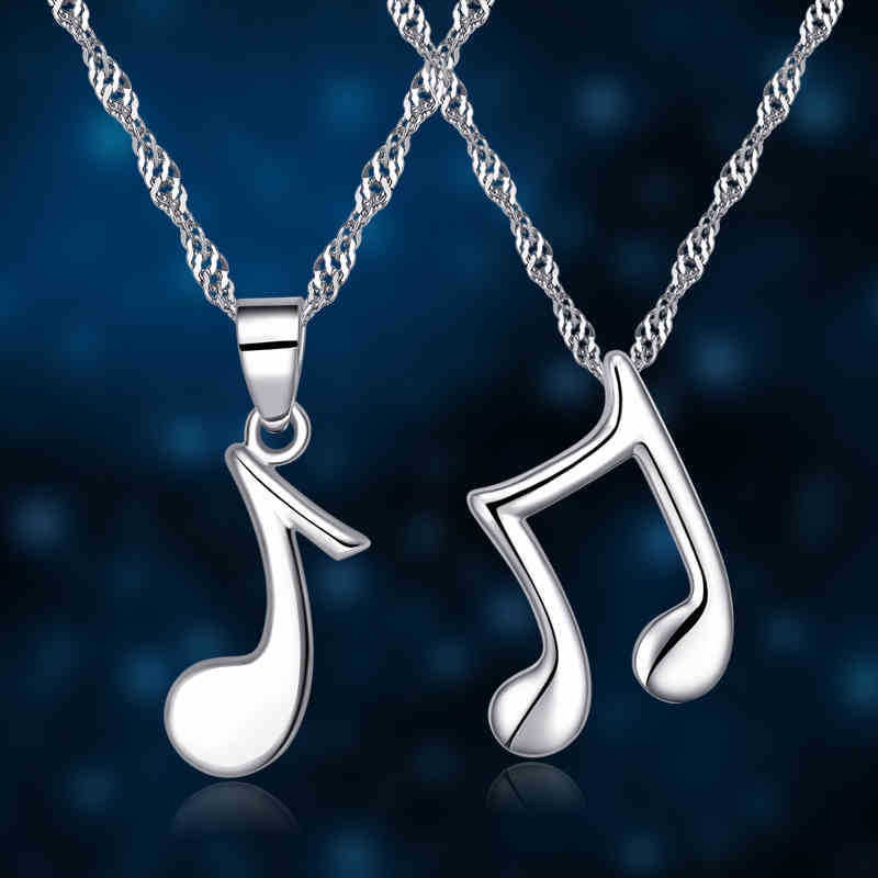 [Ready Stock]Fashion Personality Musical Note Pendant Silver Necklace