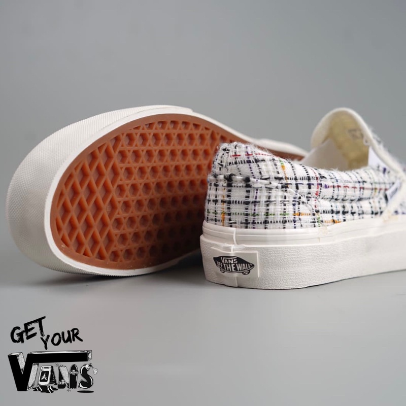 Vans Slip On Original Plaid Woven Marshmellow Original 100% Bnib