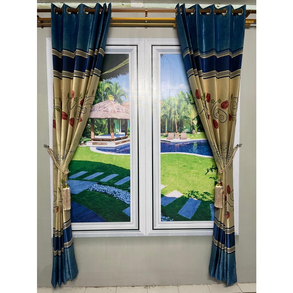 Gorden Blackout Isabela P 250cm L 100cm -Tirai Pintu Motif Bunga Cantik -Interior Ruang Tamu Lengkap