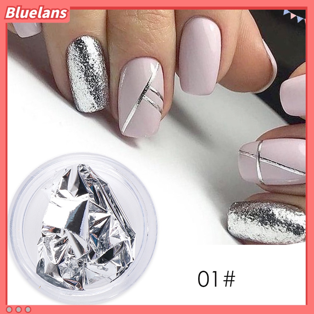 Bluelans Stiker Nail Art Bahan Foil Warna Emas Silver Untuk Dekorasi Manicure Wanita