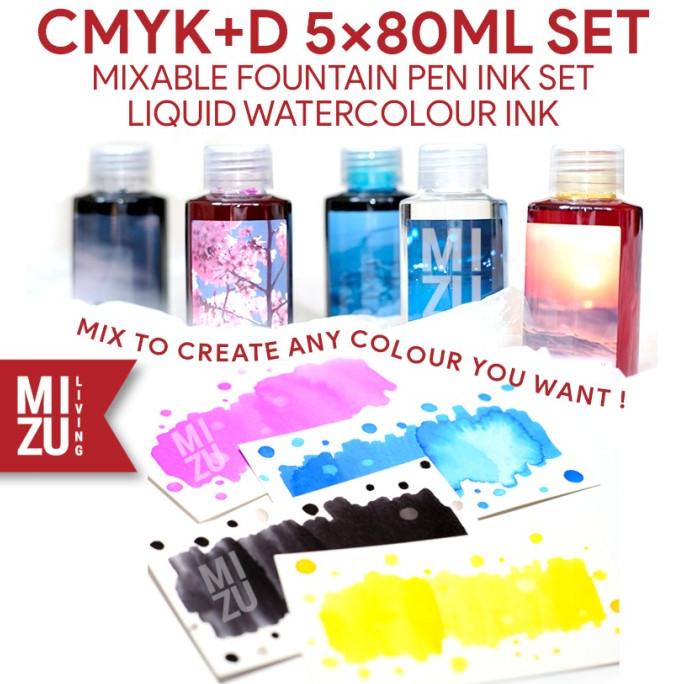 

Ink | Mizu Cmyk+D Diy 5X80Ml Set Mixable Tinta Fountain Pen Ink Set
