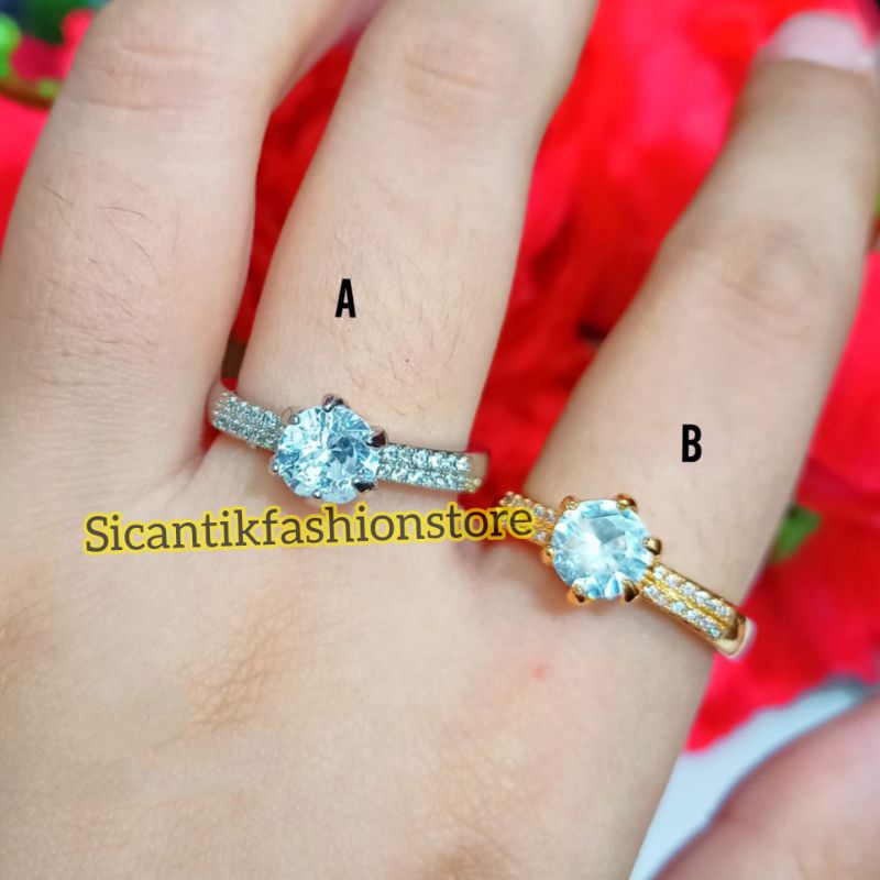 Cincin Titanium Wanita Gold Silver Dewasa Mewah Berkualitas Terlaris Anti Karat Tidak Luntur Cincin