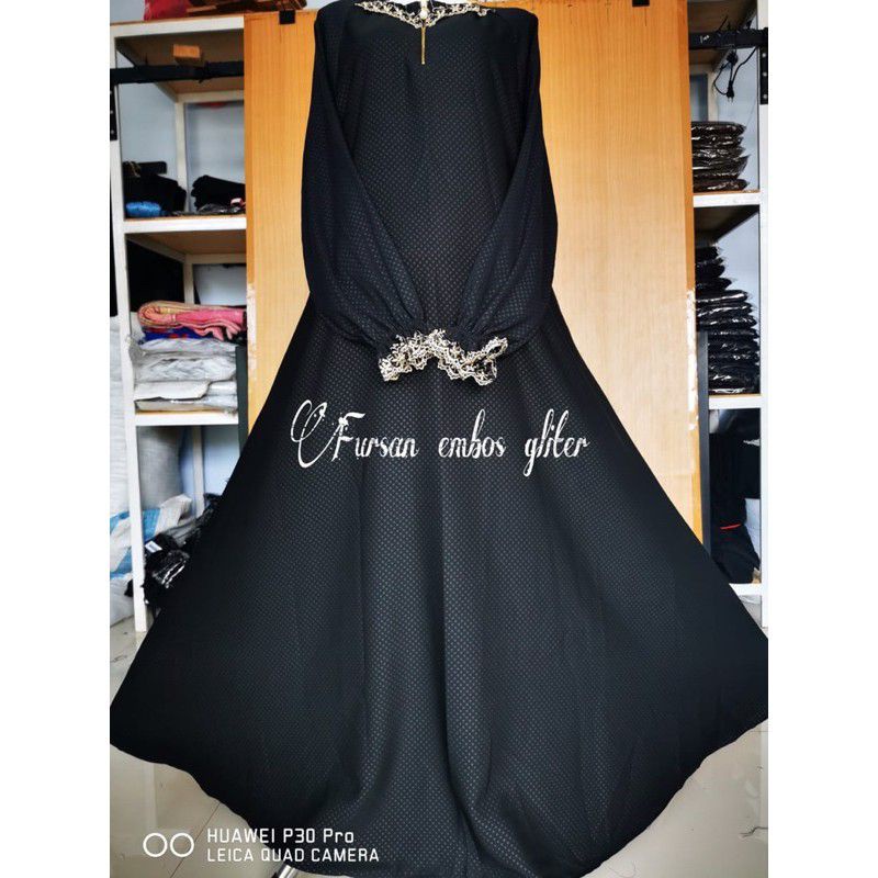 Abaya hitam fursan embos renda terbaru by wirdaniqob