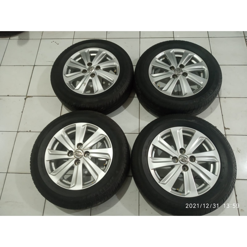 velg mobil copotan original oem vios ring 15x5,5 lubang baut 4x100 plus ban ukuran 185 65 r15 dunlop