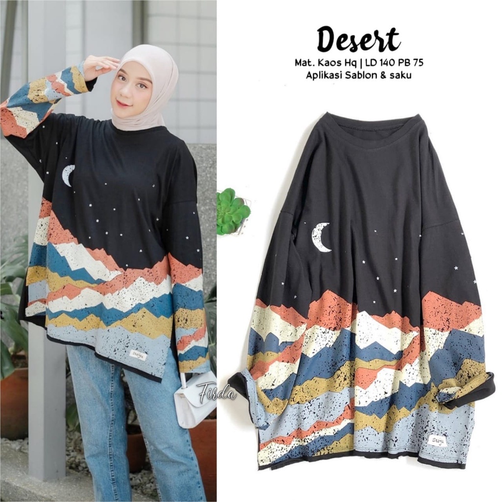 Desert Atasan Blouse Wanita Jumbo Bigsize LD 140 XXXXL Bahan Kaos Babyterry Premium Ori Firda