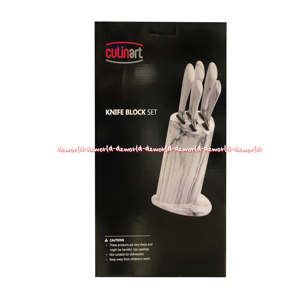 Culinart Knife Block Set Pisau Dengan Tempat Tatakan Bahan Marbel Keramik 6pcs Culin Art Pisau Dapur Bahan Merbel