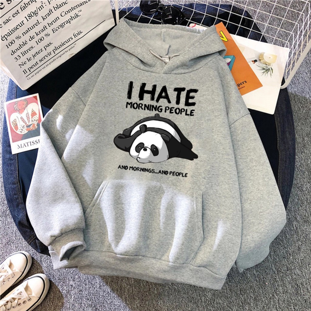 Hoodie Sweater Wanita Anime Kartun Panda Jaket Cewek Kekinian Oversize Murah Tebal Import Bisa Cod