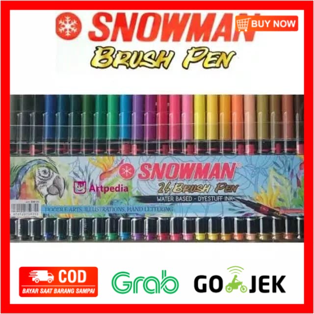 

(BISA COD) SNOWMAN BRUSHPEN BRUSH PEN KUAS KALIGRAFI WARNA SET 24