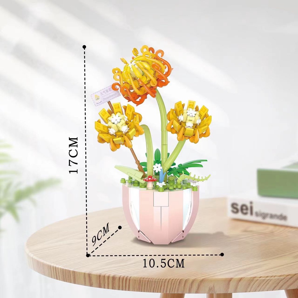 Mainan Balok Bangunan Micro Partikel DIY Seri Pot Bunga 2080-2089