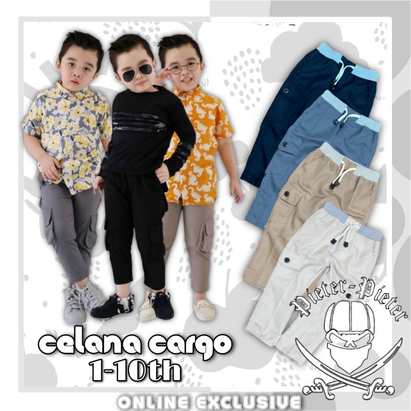 Celana Cargo Panjang Anak usia 1-10th Cargo panjang anak Unisex cowo cewe