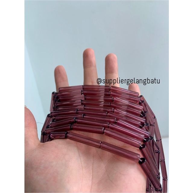 manik glass bead amethys quartz 30 x 5mm bahan prakarya gelang kalung