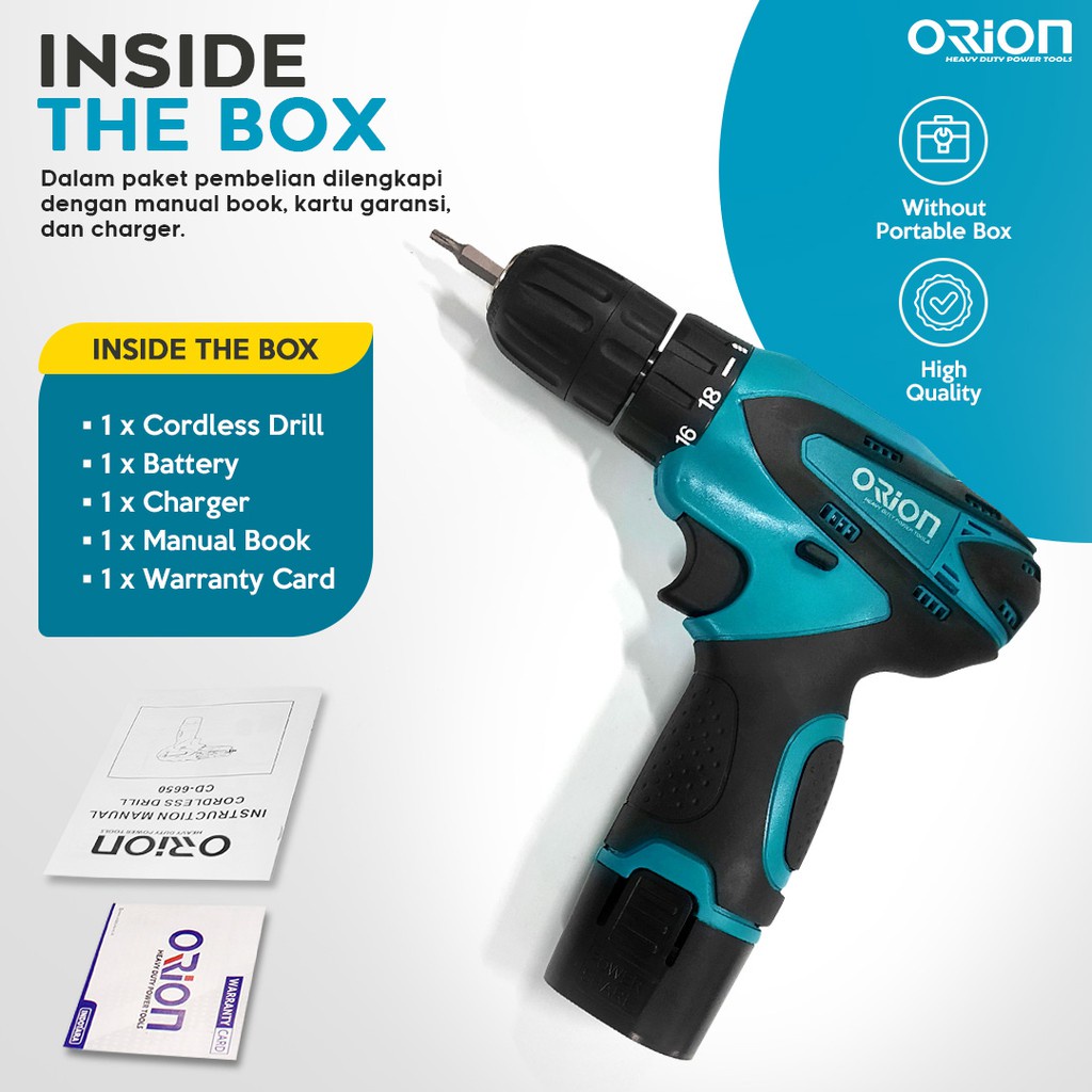 Mesin Bor Baterai Tangan / Orion Cordless Drill CD6650P