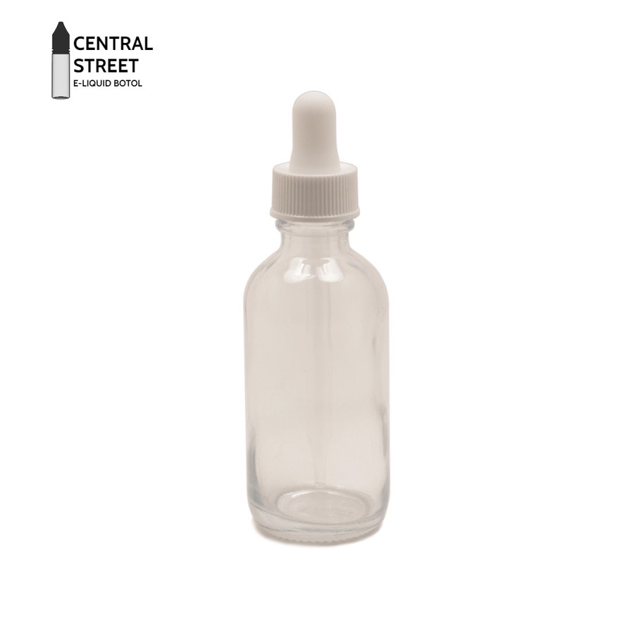 60ml Glass Dropper Bottle / Botol Kaca Clear Pipet 60 ml (Tutup Putih)
