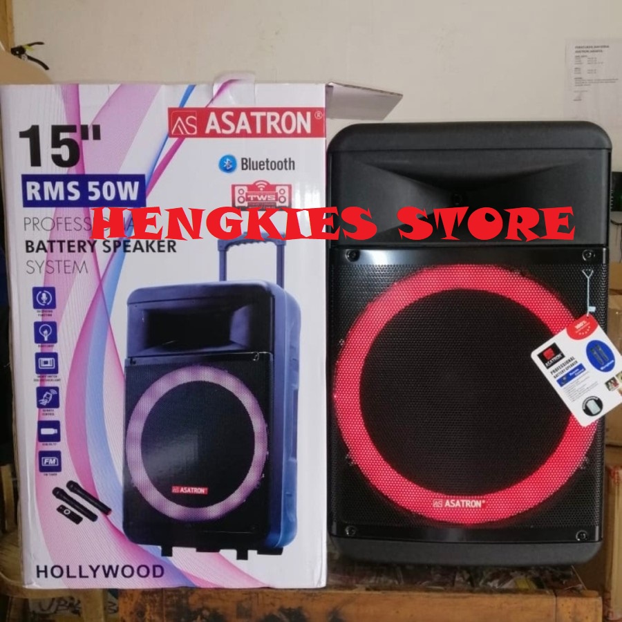 Speaker Portable ASATRON HOLLYWOOD 15 INCH + 2 MIC WIRELESS