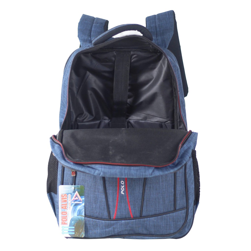 Tas Punggung Pria Polo Alvis Navy Ransel Gendong Cowo SMP SMA Backpack Laptop Berkualitas Bonus Raincover