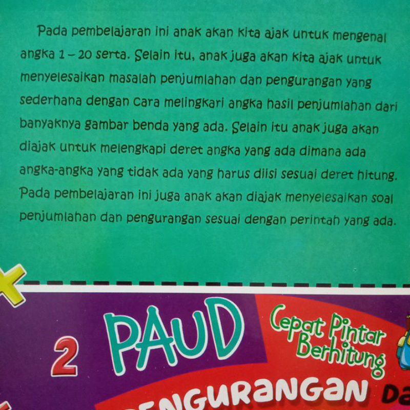 Buku Paud Cepat Pintar Berhitung Pengurangan Dan Penjumlahan
