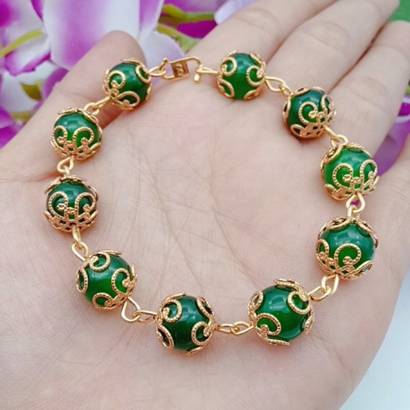 gelang wanita lapis emas permata giok terbaru star+