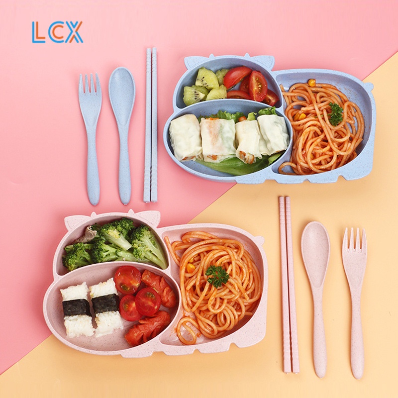 LCX Set Peralatan Makan Anak Sendok Garpu Anak Mangkok Tempat Makan Bayi Piring Makan Anak