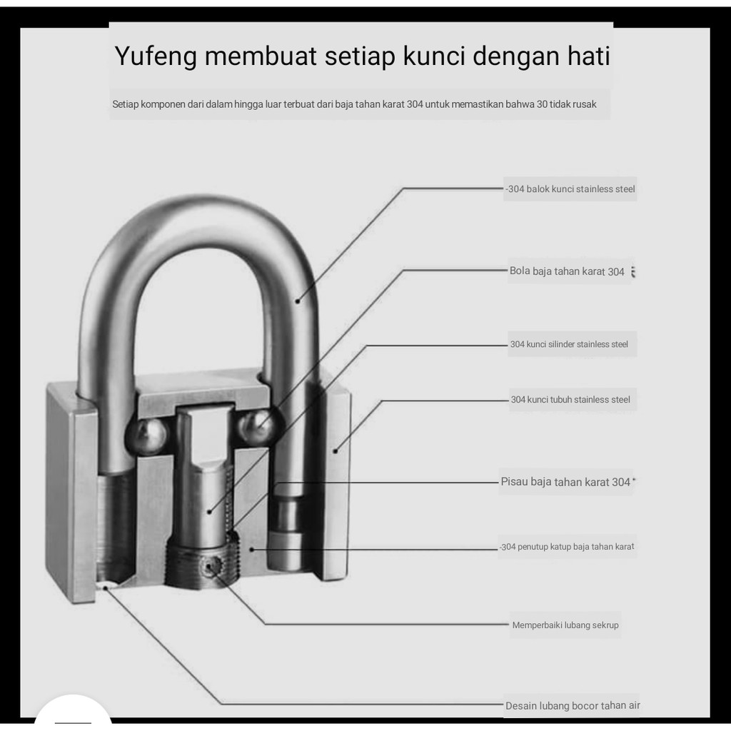 GEMBOK SHENLING GEMBOK STAINLESS SUS 304 ASLI STAINLESS ANTI CONGKEL DLL