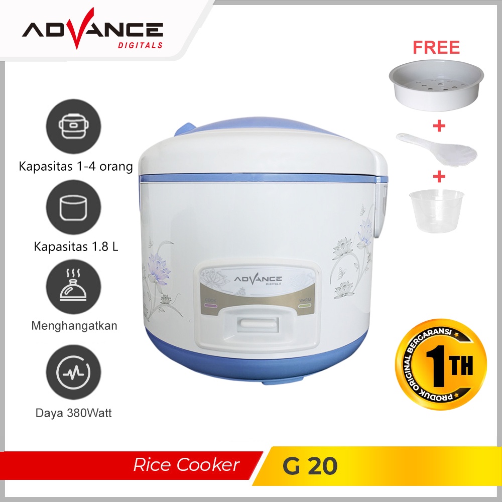 READY STOCK  ADVANCE 1.8L Rice Cooker Penanak Nasi G20 Garansi Resmi 1 tahun