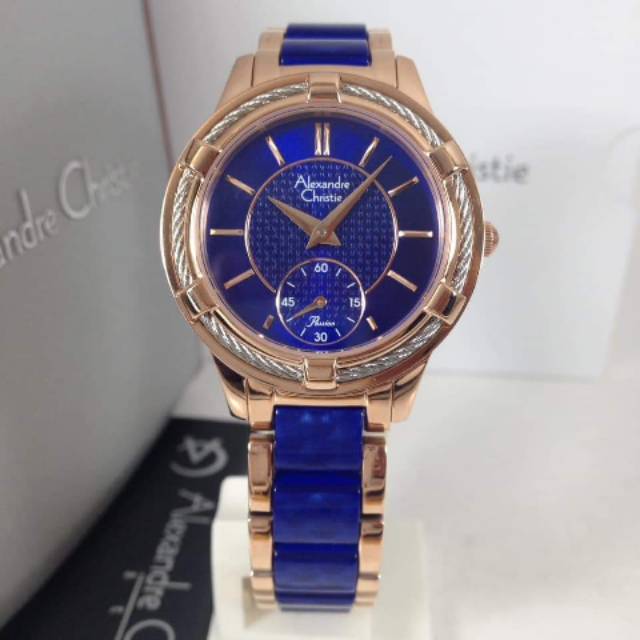 TERMURAH Jam Wanita Alexandre Christie AC 2730 BS AC2730 AC2730BS 2730BS Rosegold Blue Original 34mm