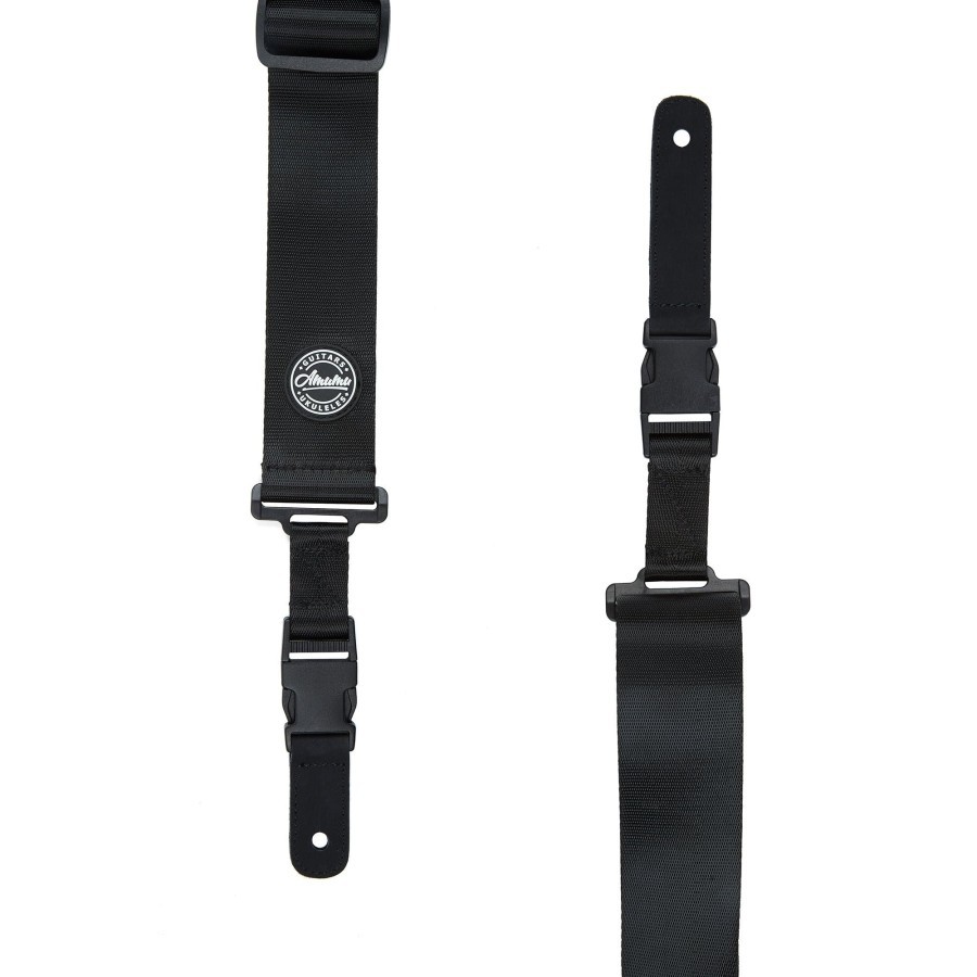 Amumu PA01W-BK Seatbelt Guitar Strap with Clip Black